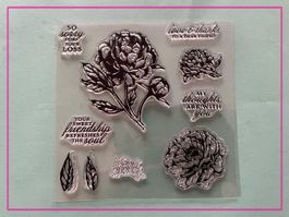 Rosen Motive Blüte / Blätter div. Texte - Silikonstempel
