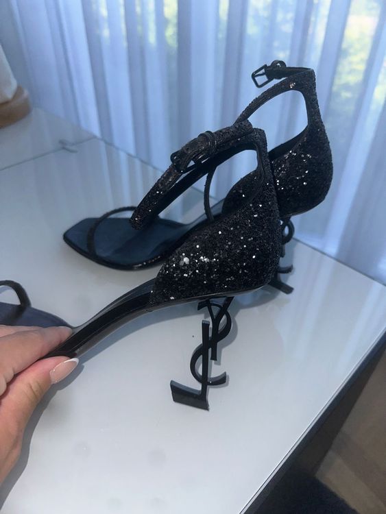Damen Sandalen mit Glitzer Absatz