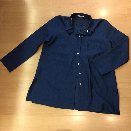 B.M. Company LA Long Bluse Leinen meliert navy schwarz Gr 42