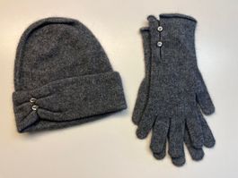 Posssum Set Mütze und Handschuhe grau