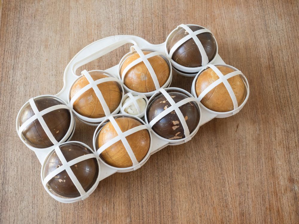 BuitenSpeel Holz Boules Set - 6 Holzkugeln + Zielkugel, Outdoor-Spiel Für Familie & Garten