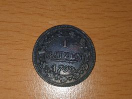 Helvetische Republik: 1 Batzen 1799 o. Mz + mit 10 **selten*