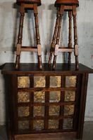 Set bar de menuisier avec comptoir et deux tabourets bois