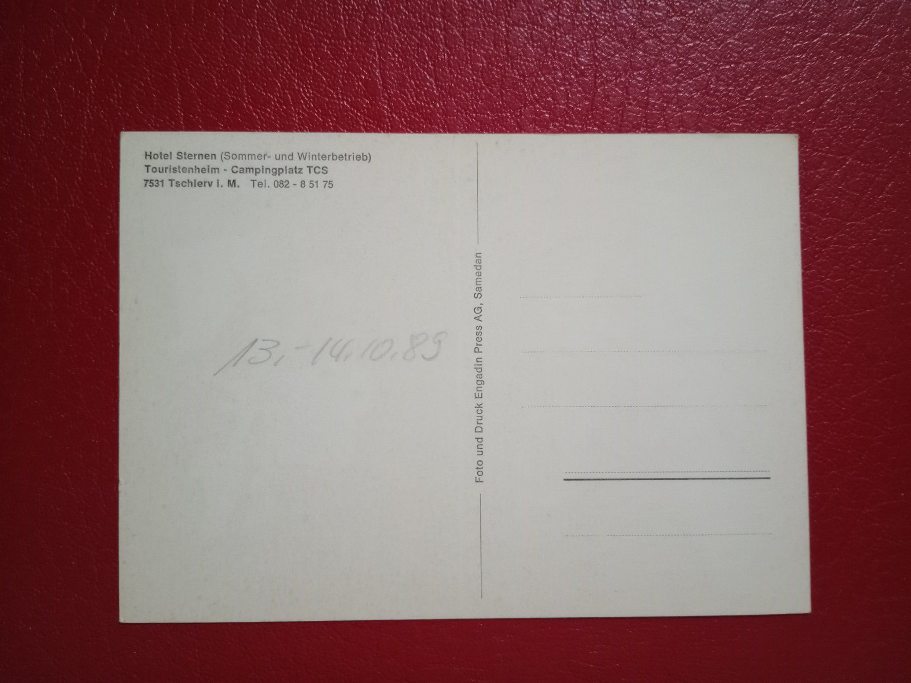 Cartoline postali: Tschierv Graubünden Hotel Sternen – Usato da Küttigen venduto da Melisch1000 1