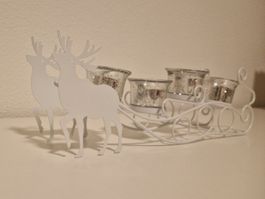 Adventsdeko: Hirschschlitten für 4 Kerzen, neuwertig!