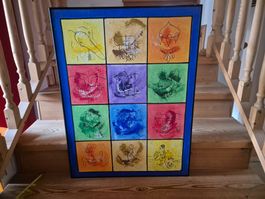 Farbenfrohes Bild im Klee-Stil, gerahmt, Jahr 2003🎨🖼️