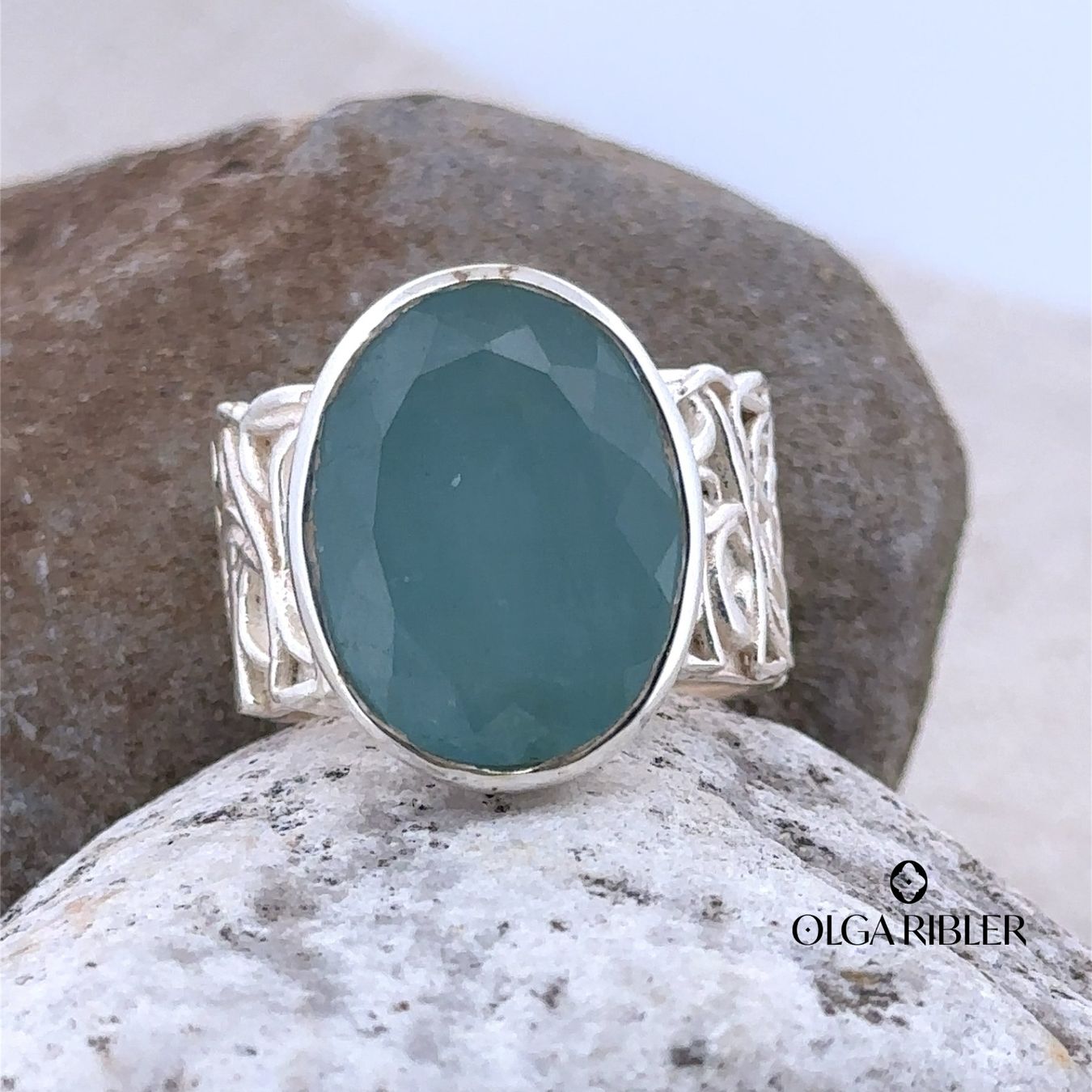 Olga Ribler Anelli: Statement Silber Ring 925 mit Aquamarin Grösse 60 – Nuovo (secondo la descrizione) da Luzern venduto da Schmuckoutlet 5
