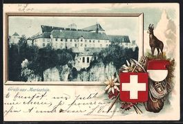 Mariastein, Blick auf das Kloster, gepr