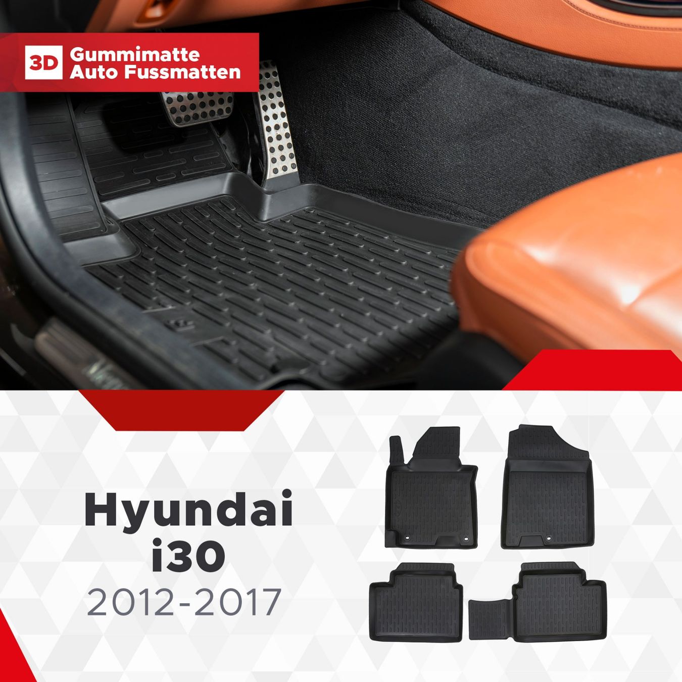 Hyundai Tappeti & Tappetini: 3D Hyundai i30 Fussmatten 2012-2017 – Nuovo e nell'imballaggio originale da Zürich venduto da MyFussmatten
