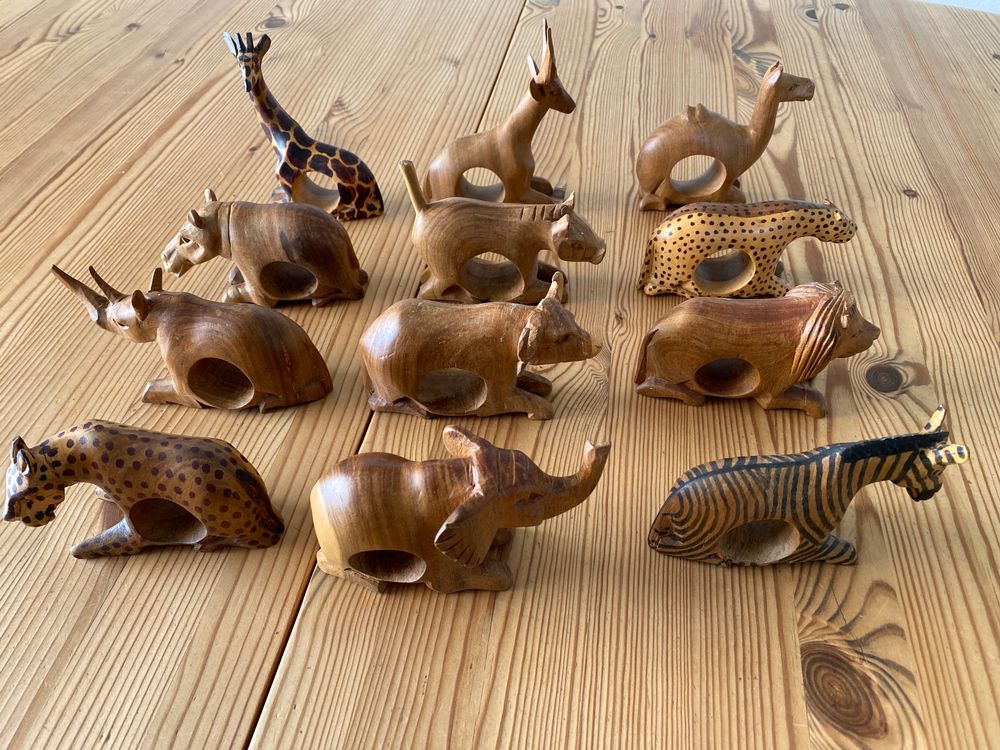 12 Stück Serviettenringe Aus Holz - Handgefertigte Bunte Ringe Für Tischdeko