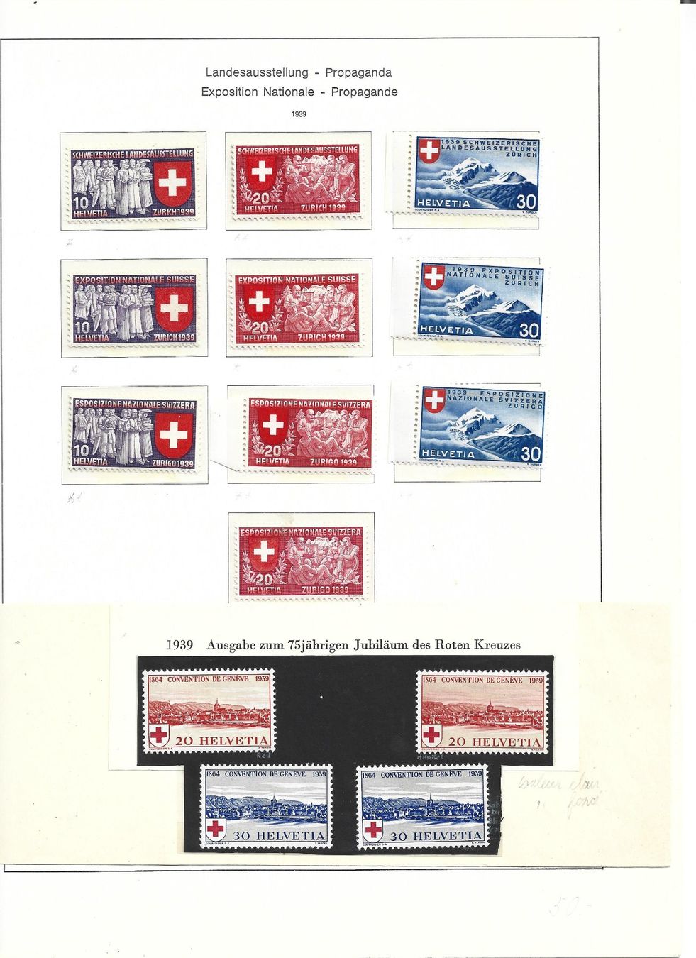 Tutti i francobolli: série 1939, exp. nat. – Usato da Delemont venduto da toutdubon11