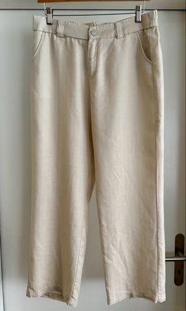 NEU-Bequeme Linen Beige Hose