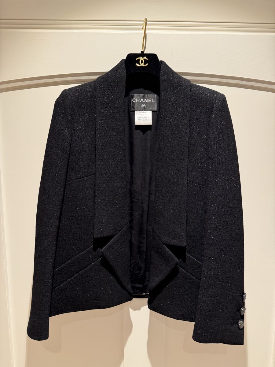 Chanel Jacken: Chanel tweed jacket Gr 36 Black Glitter – Neu (gemäss Beschreibung) aus Zürich von floridiablanca