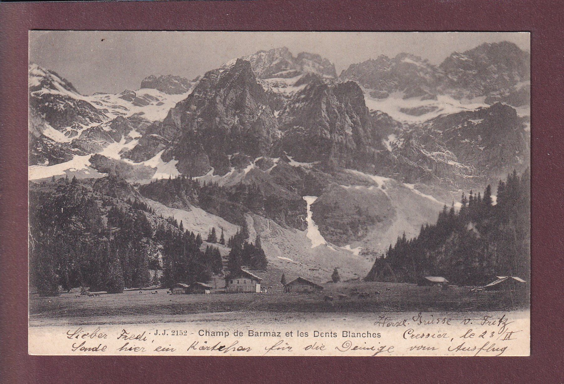 Cartes postales: CHAMP DE BARMAZ - Dents Blanches - 1903 – D'occasion à Pully par nicecards