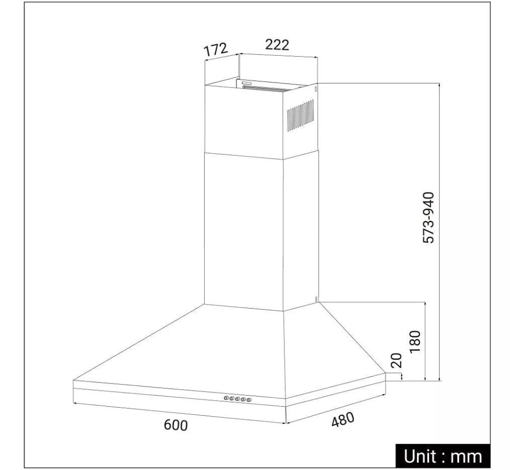 Cappe di aspirazione: 926 - Wandmontierte Dunstabzugshaube 60cm Pyramide – Nuovo e nell'imballaggio originale da Wallenwil venduto da toesstalvertrieb 4