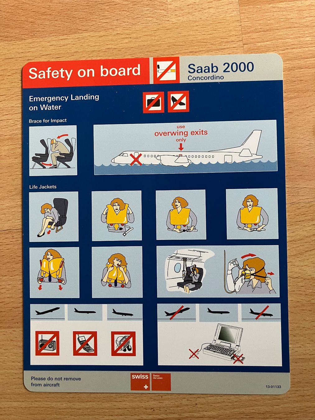 Swissair Documenti: Swiss Saab 2000 Safety card – Usato da Zürich venduto da Classic_Collection_Zurich 1
