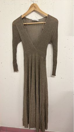 Rippstrick Kleid braun Glitzer Grösse M gebraucht