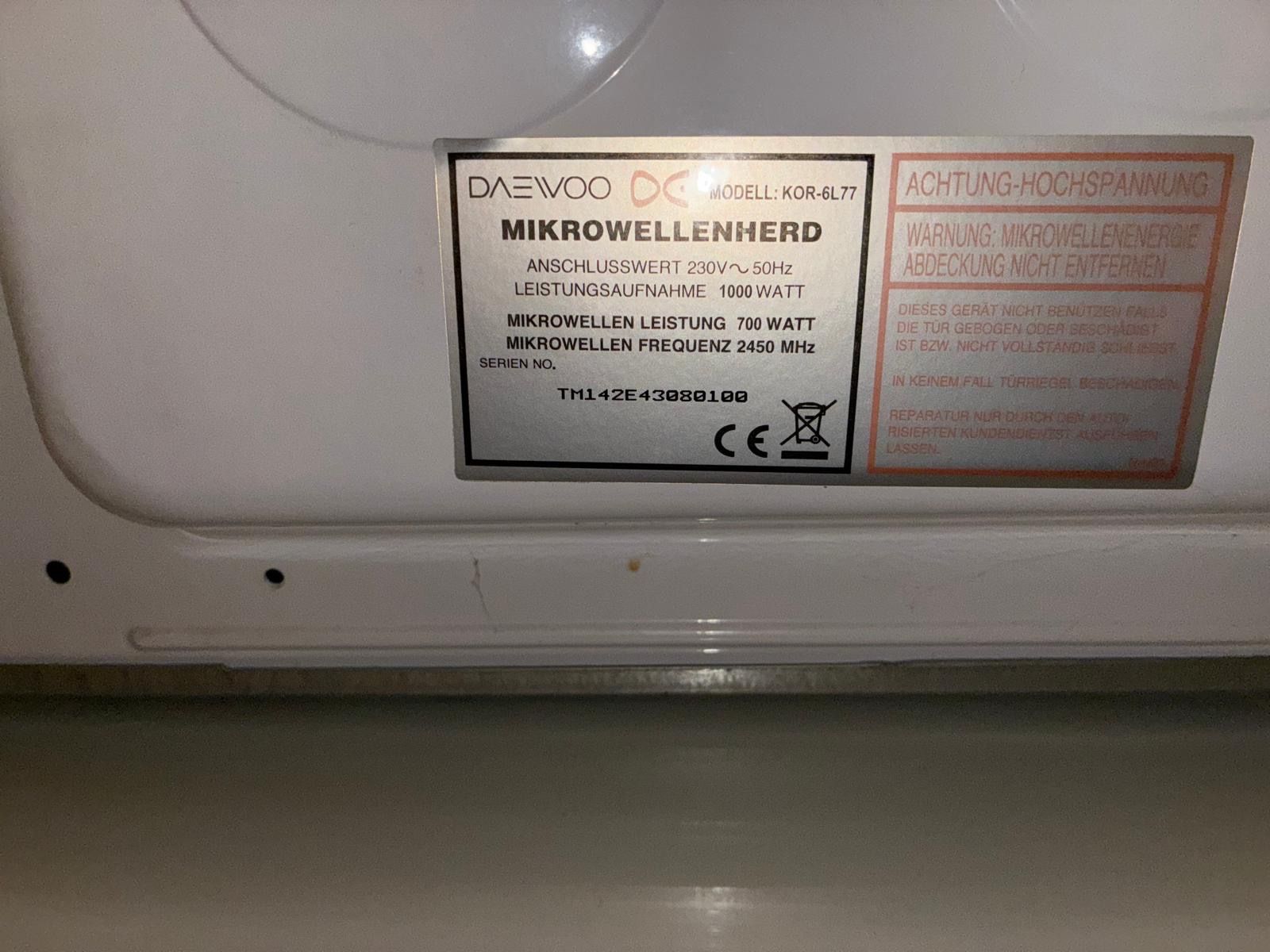 Daewoo Elettrodomestici da cucina: Mikrowelle Daewoo KOR-6L77 – Usato da Obernau venduto da agaton 2