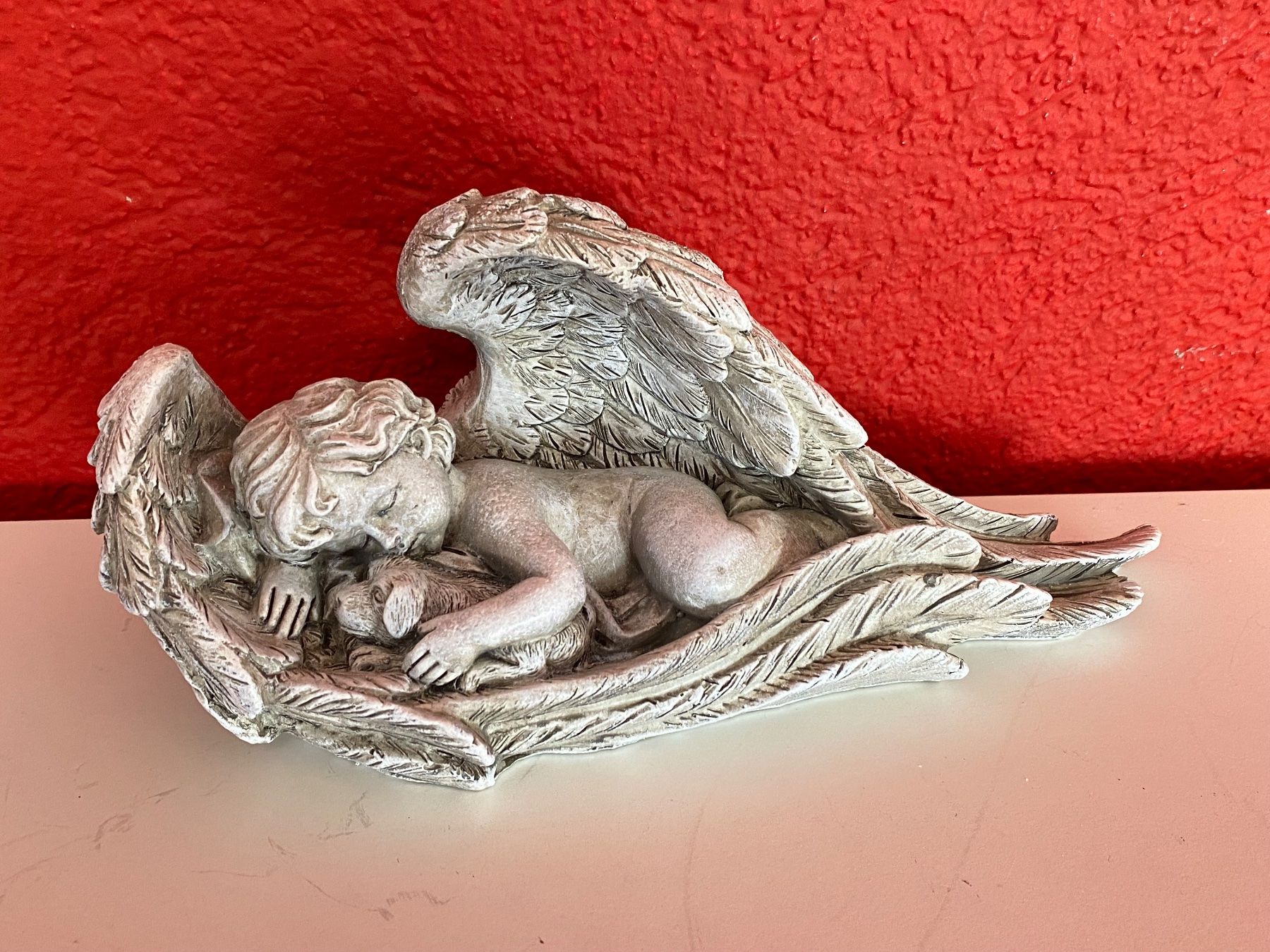 Statuette: Süsser Engel, schlafend mit Hund, Neu – Nuovo e nell'imballaggio originale da Zäziwil venduto da Emlea 2