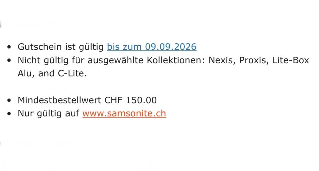 Samsonite Buoni: Samsonite 20% Rabatt Gutschein – Nuovo e nell'imballaggio originale da Zürich venduto da Marcel_2202 1