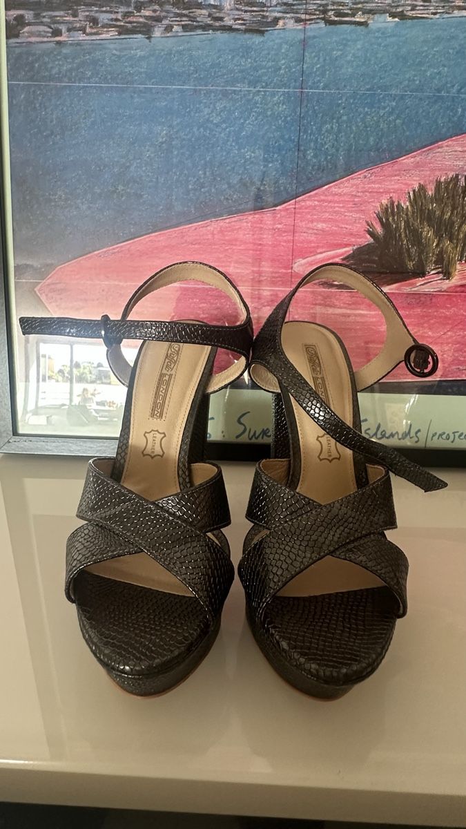 Scarpe da donna: Buffalo Sandalen Leder dunkelgrau – Usato da Zürich venduto da zue_b7gf 2