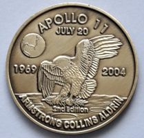 Medaille, Apollo 11, vor 35 Jahren 1969 - 2004, nurmmeriert