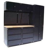 Werkstattschranksystem 9-teilig + 134cm Arbeitplatte SCHWARZ