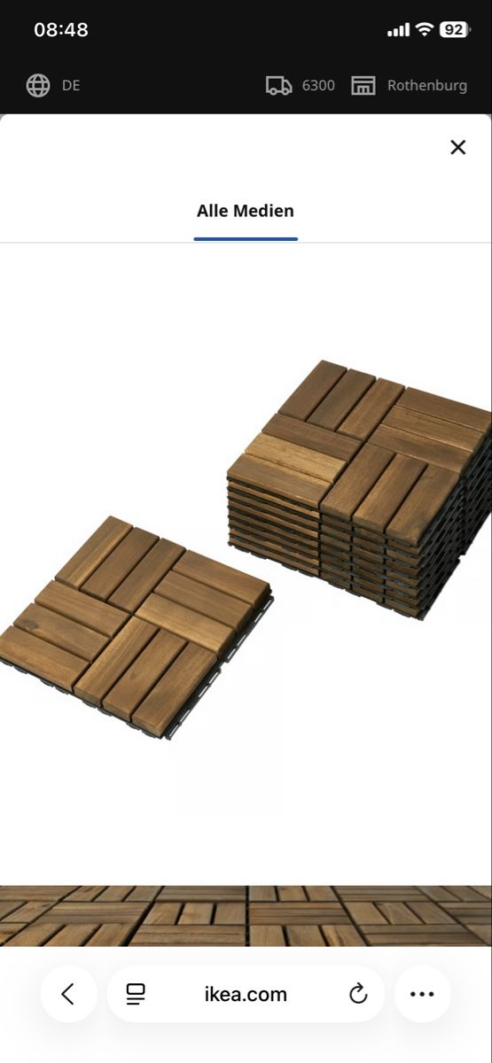 Rivestimenti per pavimenti: Ikea Runnen Balkon Holzblatten – Usato da Zug venduto da shoppingqueen10