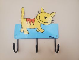 Porte-manteau mural avec 3 crochets enfant Mila chat jaune