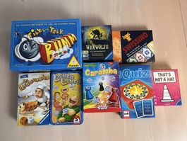 Diverse Brettspiele Tick-Tack-Bumm Junior, Quiz, usw.