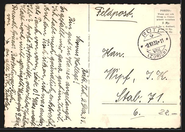Cartoline postali: AK Rüti, Teilansicht, Teilansicht, 1932 – Usato da Berlin venduto da bartko-reher 1