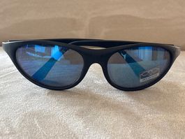Sonnenbrille schwarz matt blau verspiegelt 100% UV-Schutz...