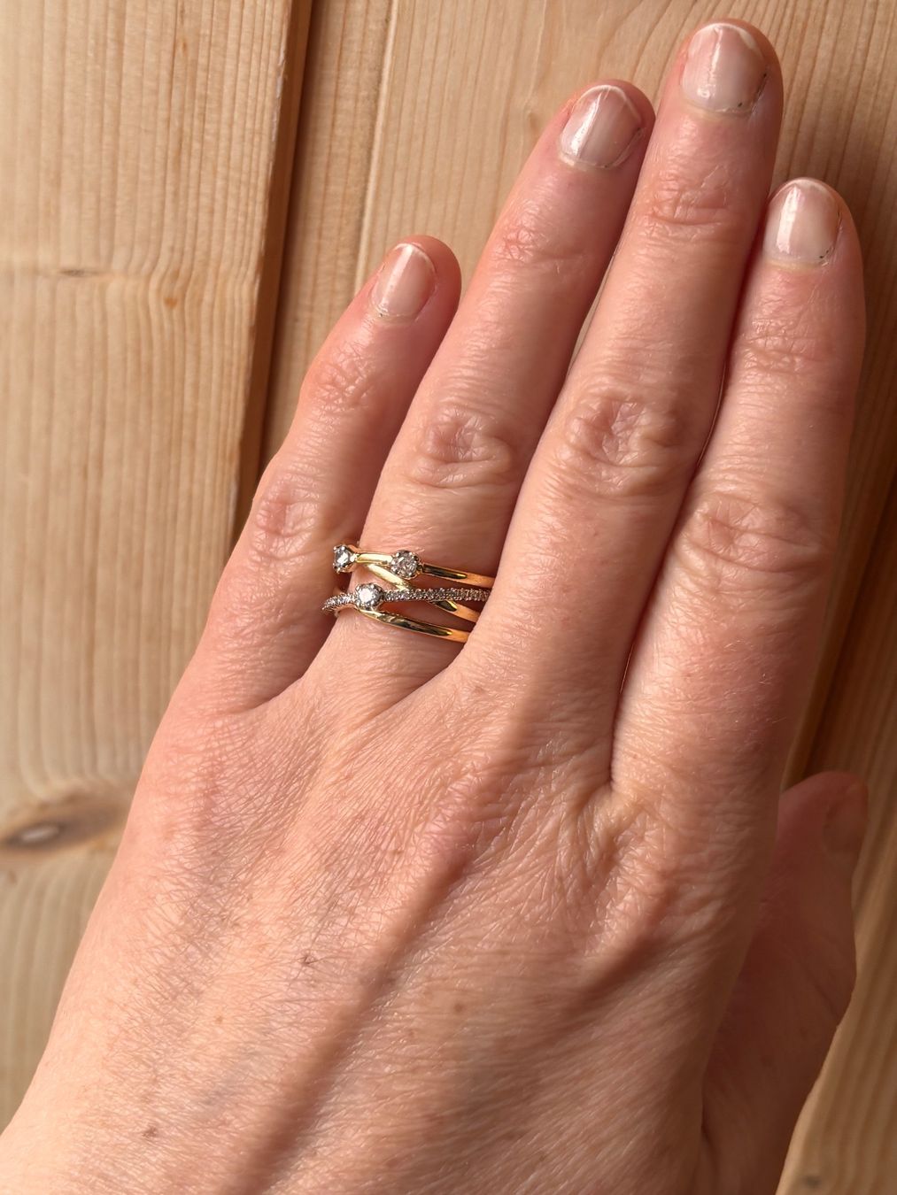 Anelli: Bague croisée plaquée or & diamants – Nuovo (secondo la descrizione) da Lausanne venduto da mel2dreams 3