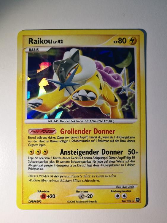 Raikou 16/132 Holo Rare Pokemon Card Secret Wonders.