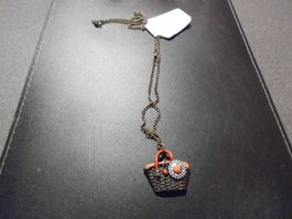 Kette goldfarbig, Anhänger Korb