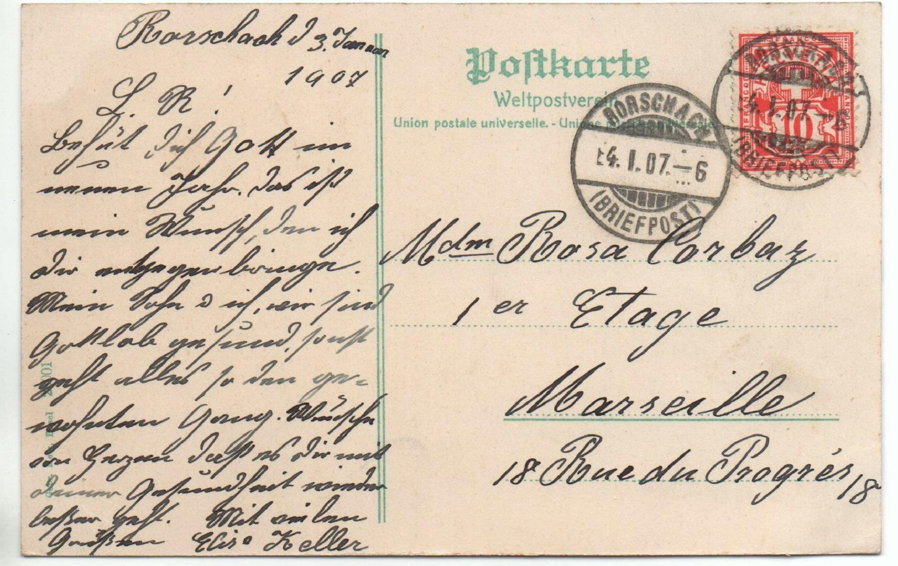 Cartoline postali: Gruss aus RORSCHACH Dampfschiff – Usato da Jona venduto da philajona 1