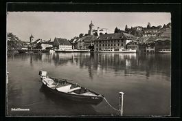 Schaffhausen, Ortspanorama mit Ruderboot