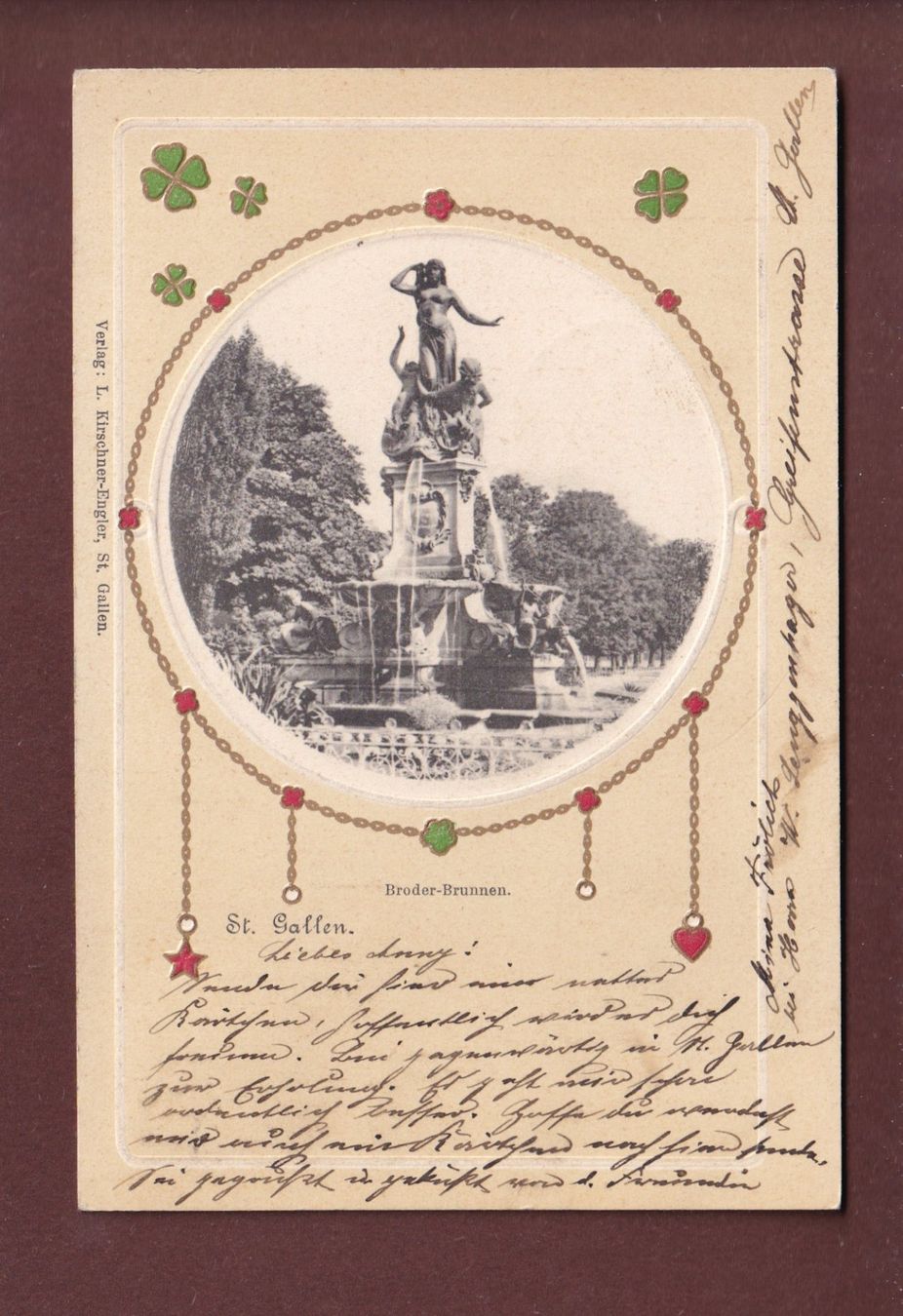 Cartoline postali: ST. GALLEN - Broder Brunnen - 1903 – Usato da Pully venduto da nicecards