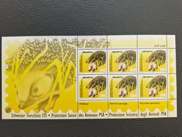 Schweizer Tierschutz Briefmarkenbogen 6 x 1.- postfrisch top