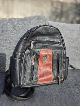 Damen-Lederrucksack PHOENIX – Schwarz/Braun – Vintage