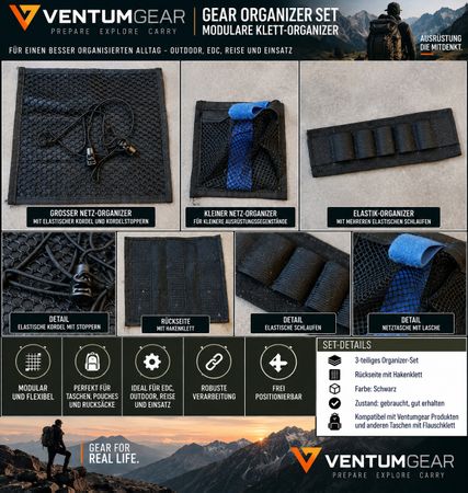 Ventumgear Gear Organizer Set – Klett Inserts – Schwarz – 3