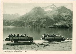 Maloja - Stasse  GR (Engadin)   -   2 POSTAUTO   um  1 9 3 7