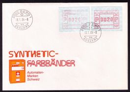 ATM 6lllb+6ll__FDC 18.1.84__NEUES SYNTHETIK-FARBBAND !