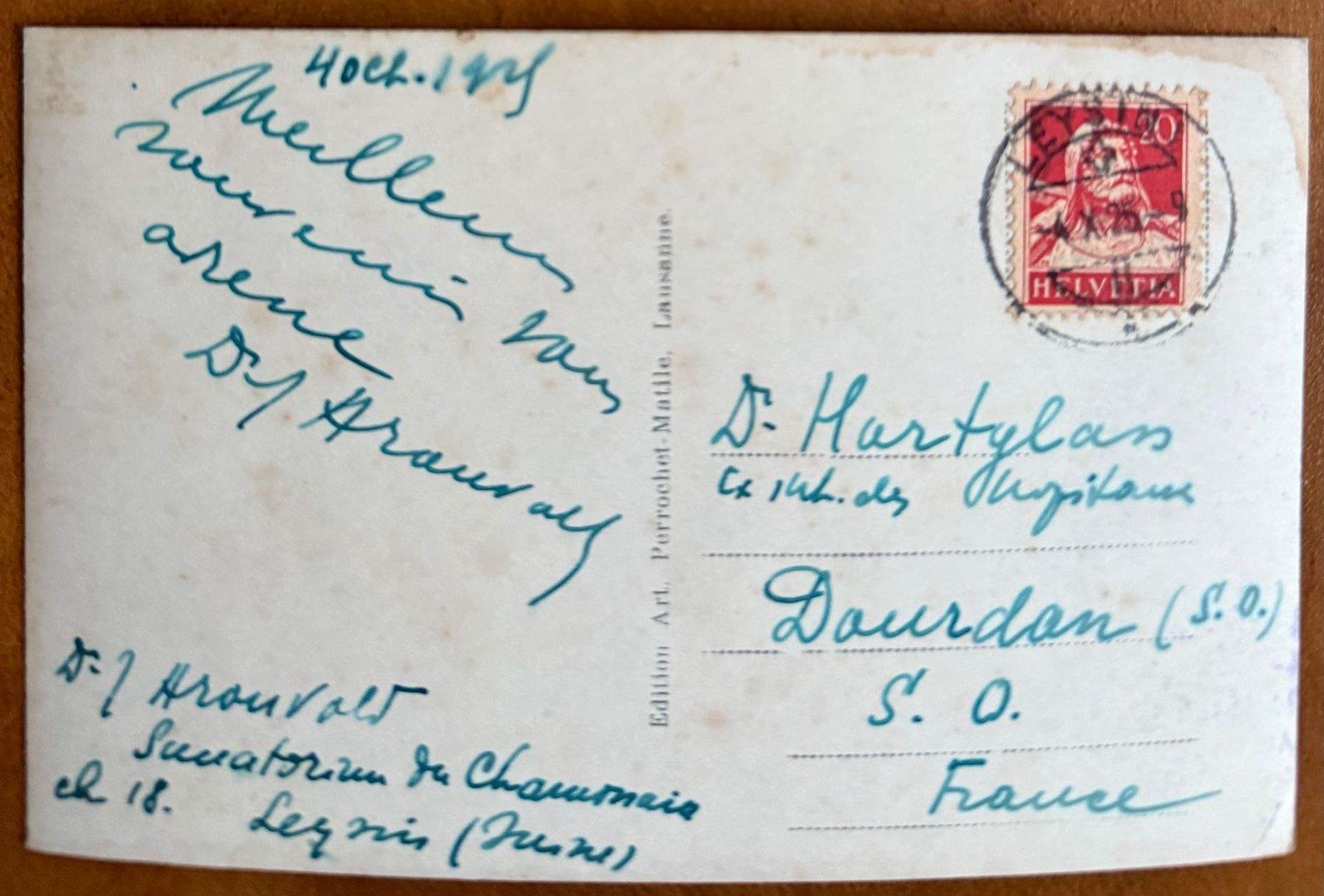 Ansichtskarten: LEYSIN - sanatorium du Chamossaire 1925 – Gebraucht aus Lutry von Ediego 1