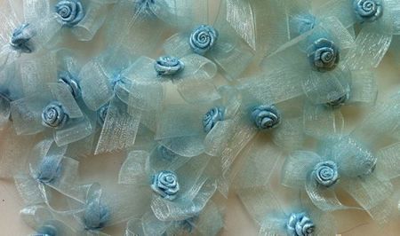 Noeud en organza rosette BLEU