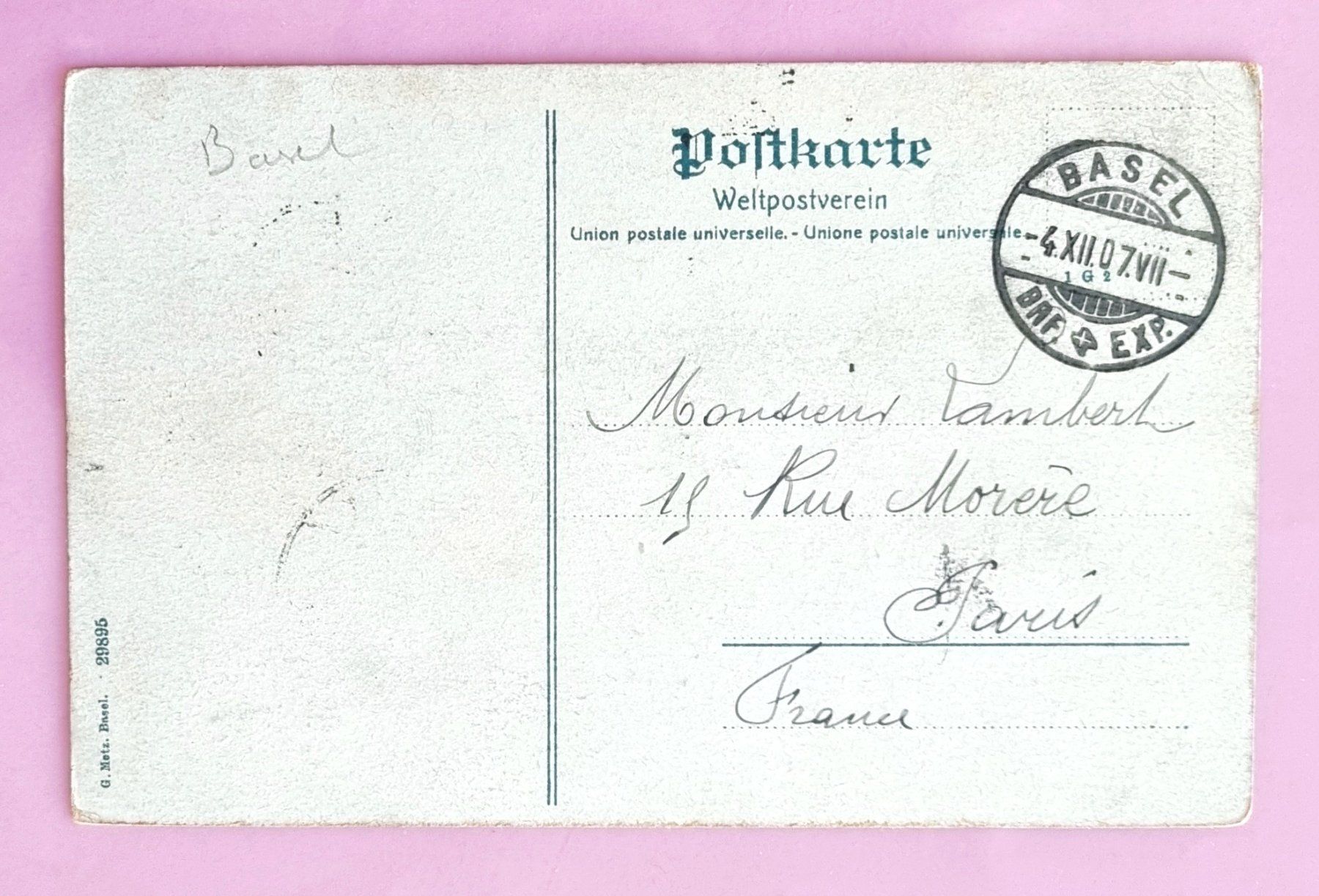 Cartoline postali: Basel - Bundesbahnhof SBB  - Tram - Strassenbahn - 1907 – Usato da Rothrist venduto da RROENK 1