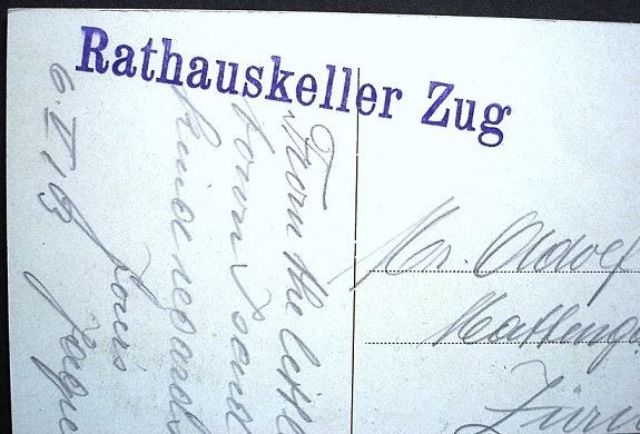 Cartoline postali: ZUG Rathauskeller - Stempel Gasthaus – Usato da Jona venduto da philajona 1