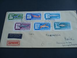Flugbrief Ungarn um 1960 bunt frankiert