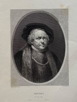 Orig. Stahlstich um 1840 - Portrait von Rembrandt