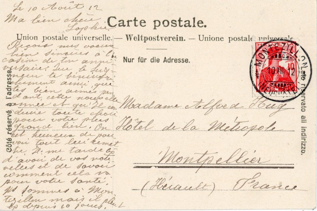 Cartes postales: Montezillon  NE          en 1912 – D'occasion à Brig par Valcards54 1